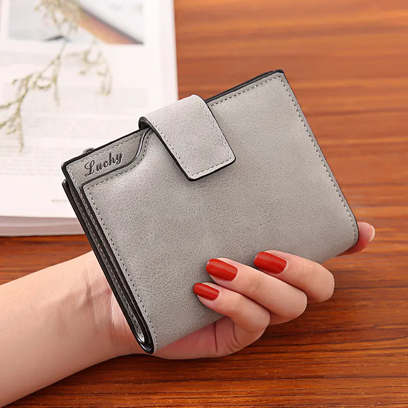New Women's Wallet PU Leather Short Wallet Made of PU Leather Female Purses Card Holder Foldable Portable Lady Coin Purses
