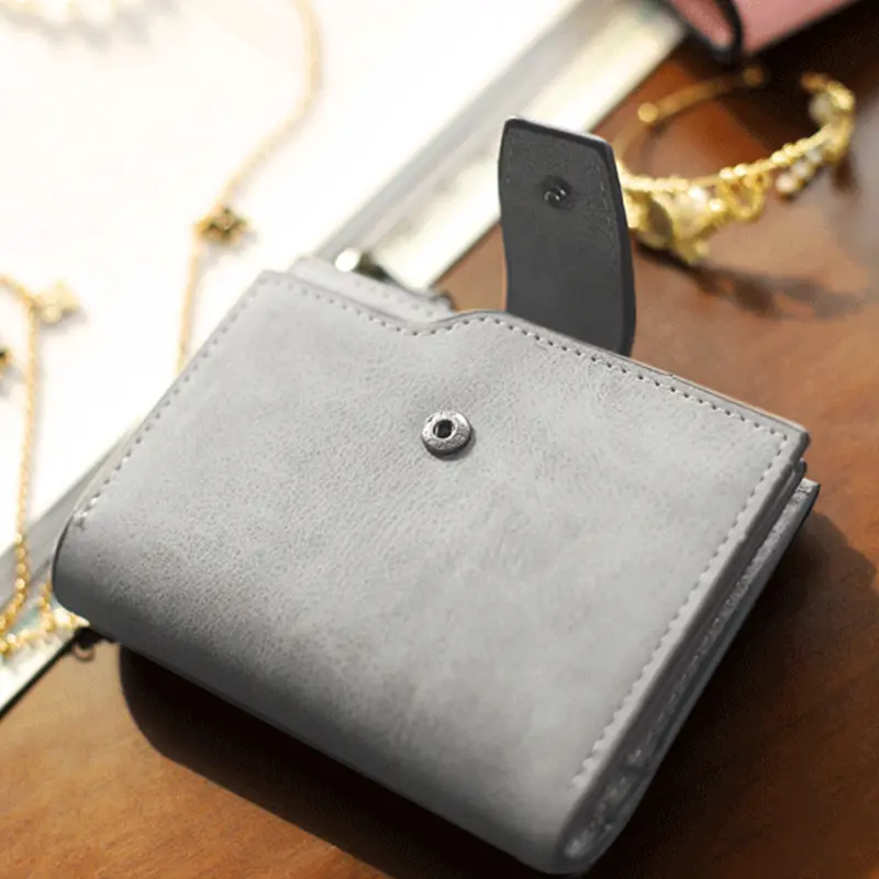 New Women's Wallet PU Leather Short Wallet Made of PU Leather Female Purses Card Holder Foldable Portable Lady Coin Purses