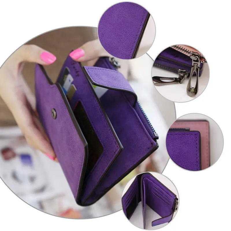 New Women's Wallet PU Leather Short Wallet Made of PU Leather Female Purses Card Holder Foldable Portable Lady Coin Purses