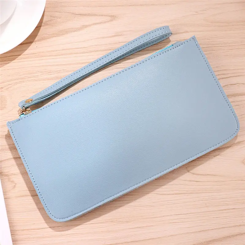 Ladies Wallet PU Leather Card Holder Solid Color Zipper Coin Purse Fashion Female Clutch Bag