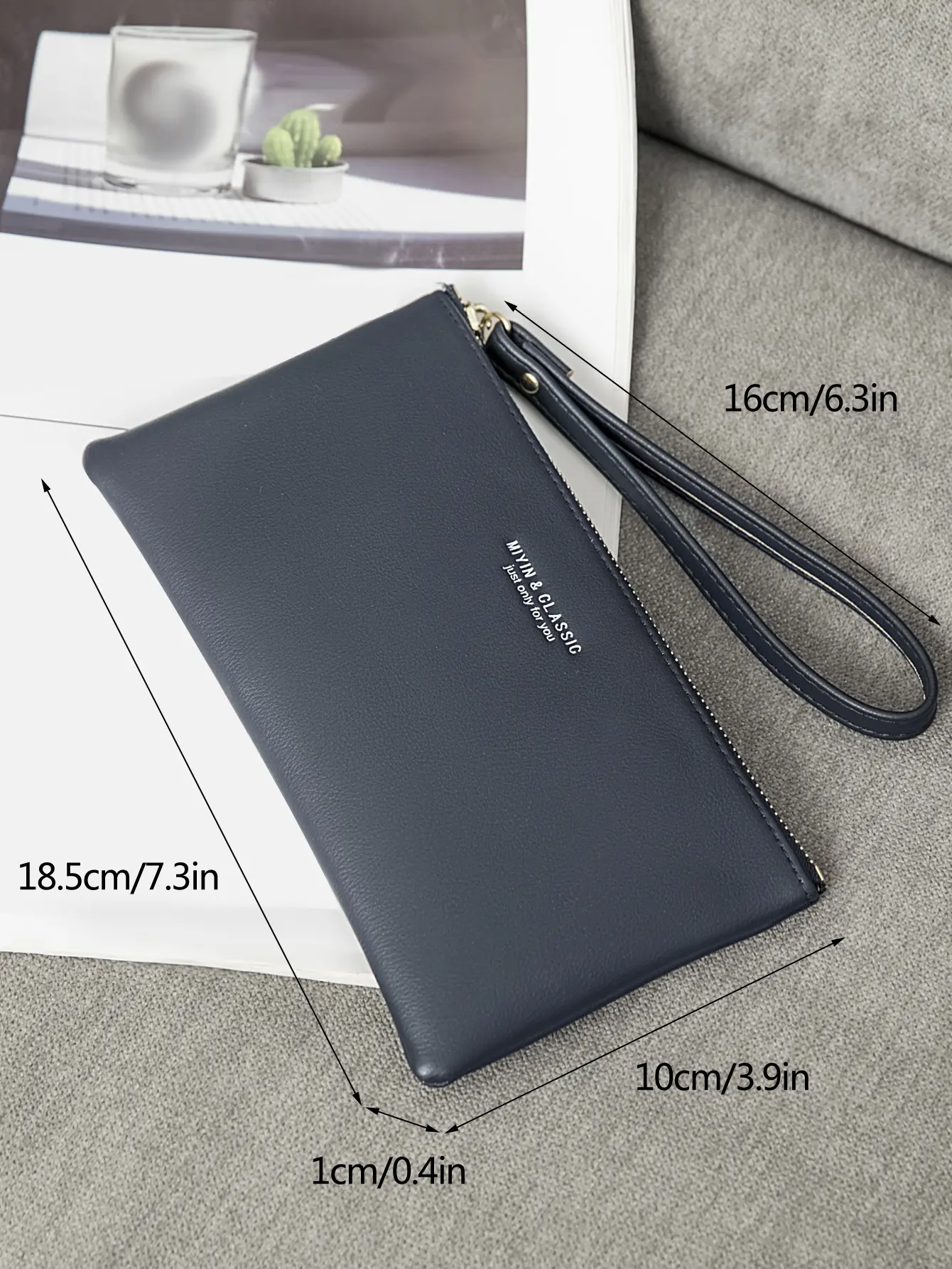 Simple Solid Color Thin Long Wallet PU Leather Large Capacity Zipper Wallet Classic Fashion Womens Handbag Can Hold Mobile Phone