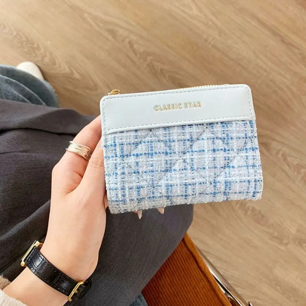 Retro Fashion Mini Short Wallet PU Leather Large Capacity Coin Purse Solid Color Card Holders Girl