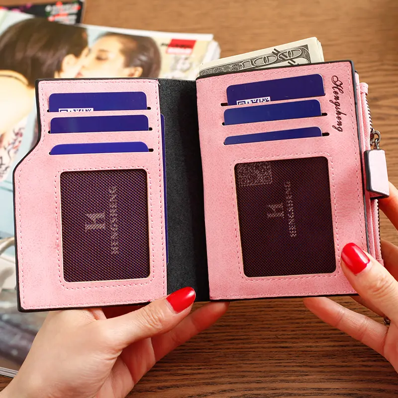New Leather Women Wallet Hasp Small and Slim Coin Pocket Purse Women Wallets Cards Holders Luxury Brand Wallets Designer Purse