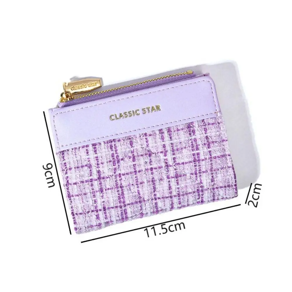 Retro Fashion Mini Short Wallet PU Leather Large Capacity Coin Purse Solid Color Card Holders Girl