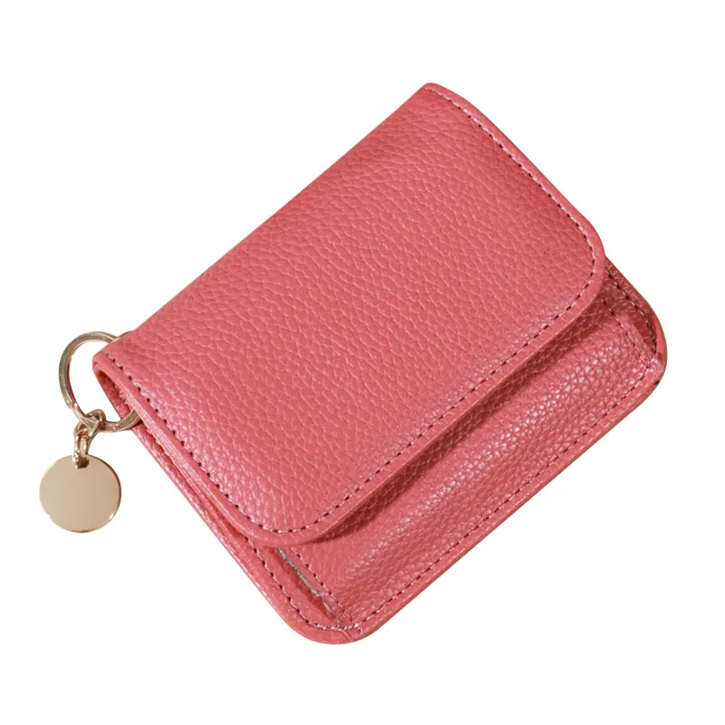 Solid Wallet Color Coin Card Key Lipstick  Multicolor Pu Leather Purse Casual Cowhide Mini Purse For Ladies