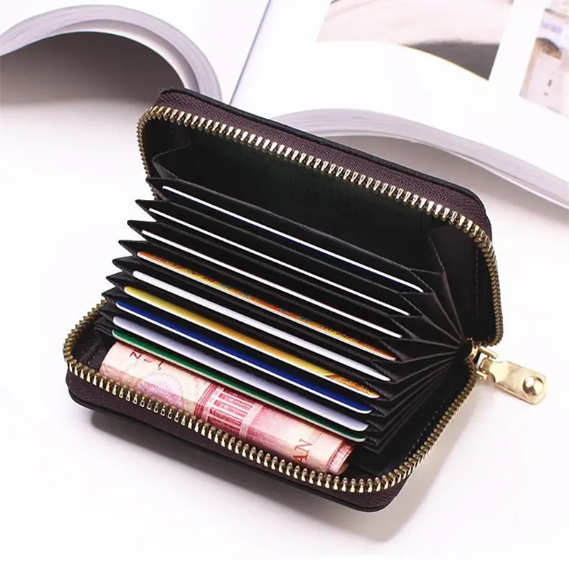 New Casual Wallet Multi-Slot Card Holder Zipper Coin Purse Small Clutch PU Money Bag Purse Cardholder Wallets for Men and Women