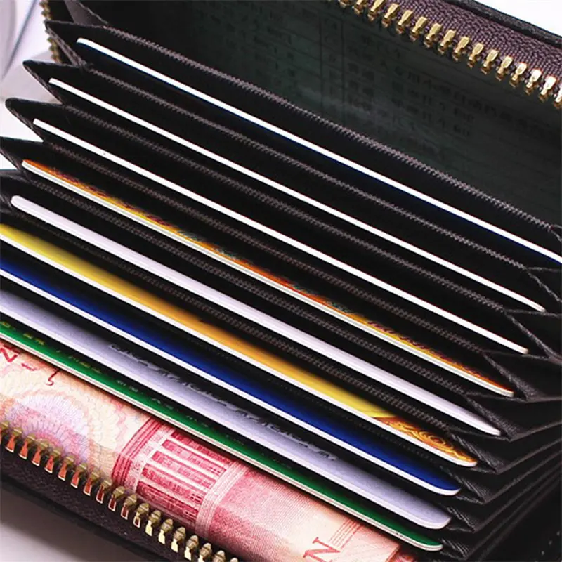 New Casual Wallet Multi-Slot Card Holder Zipper Coin Purse Small Clutch PU Money Bag Purse Cardholder Wallets for Men and Women