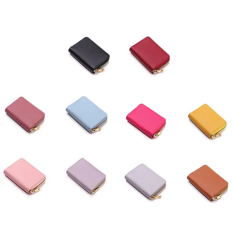 New Casual Wallet Multi-Slot Card Holder Zipper Coin Purse Small Clutch PU Money Bag Purse Cardholder Wallets for Men and Women