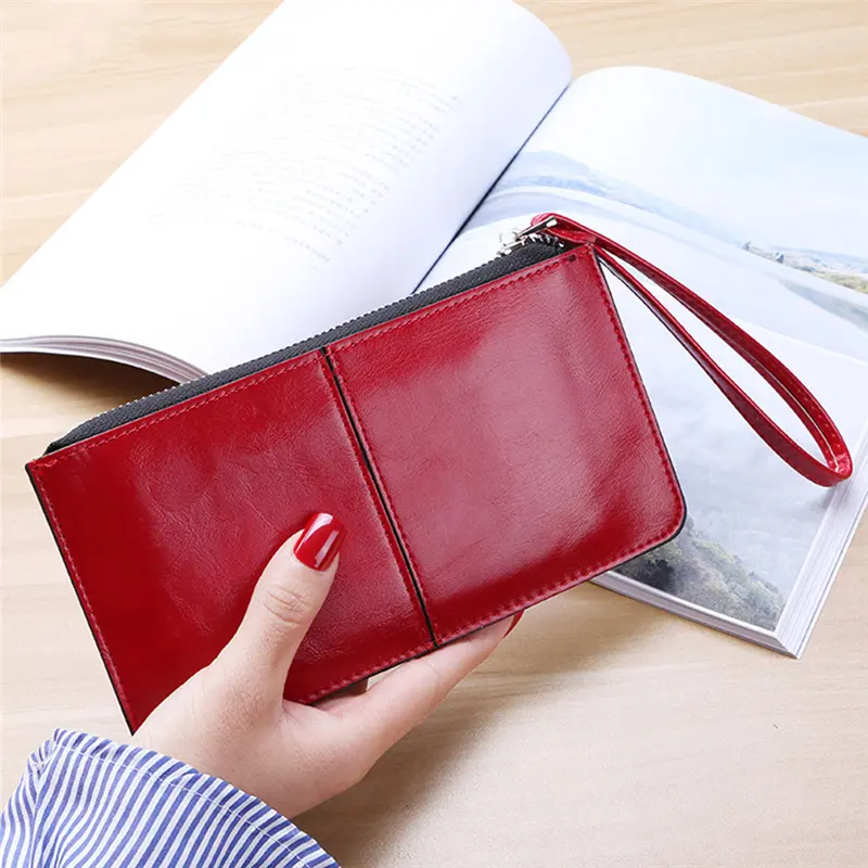 New Fashion Women Office Lady PU Leather Long Purse Clutch Zipper Business Wallet Bag Card Holder Big Capacity Wallet