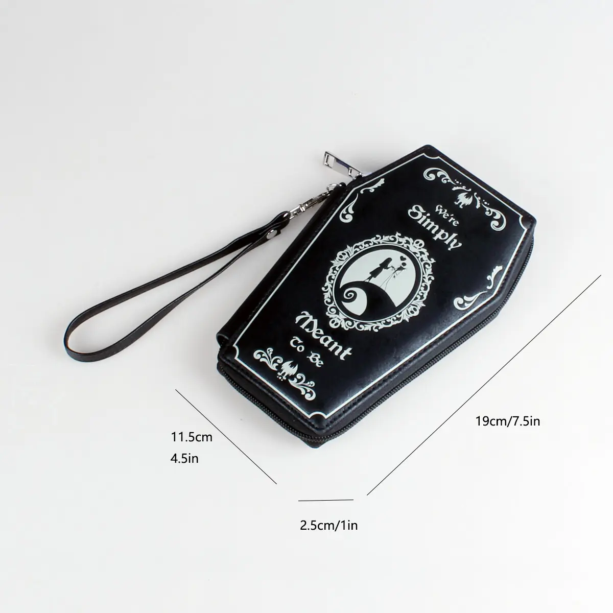 Dark Style Coffin Design Coin Purse Halloween Pattern Clutch Zipper Wallet PU Leather Trendy Purse