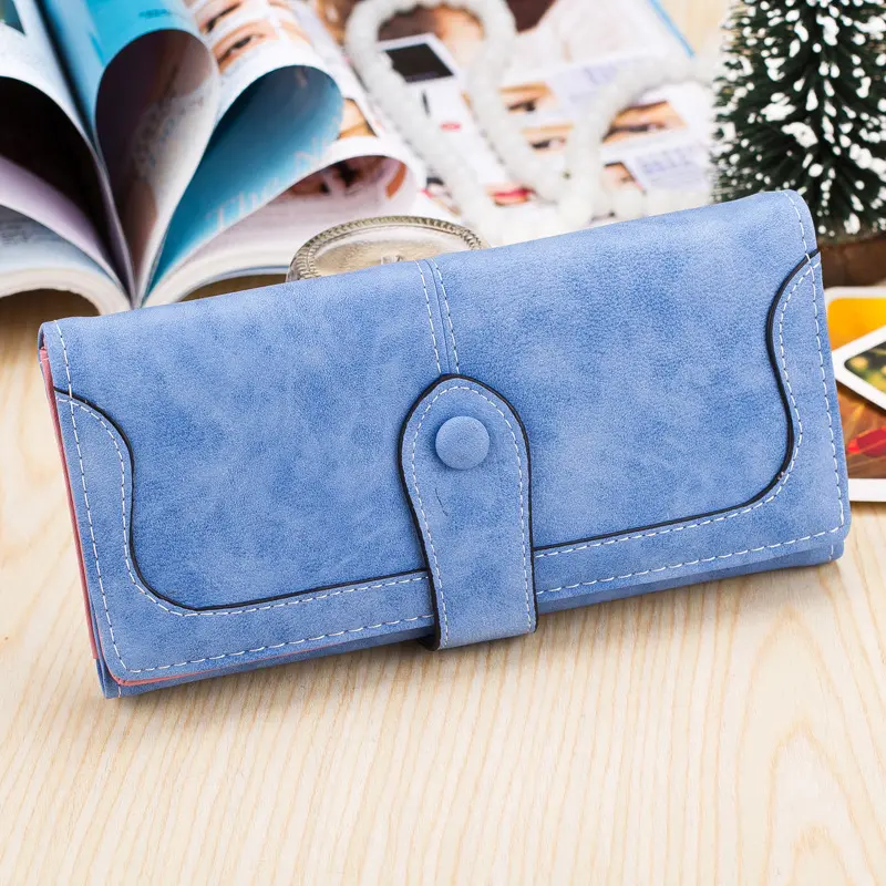Many Departments Faux Suede Long Wallet Women Matte Leather Lady Purse High Quality Female Wallets Card Holder Clutch Carteras