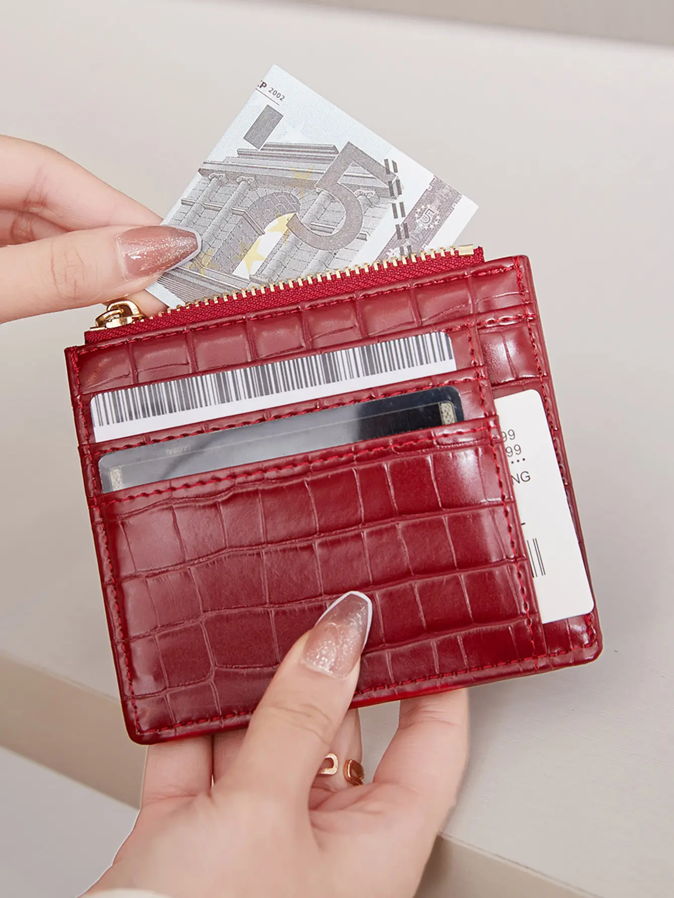 Fashionable short women's wallet PU leather three fold multifunctional card holder coin wallet with crocodile patternsmallwallet
