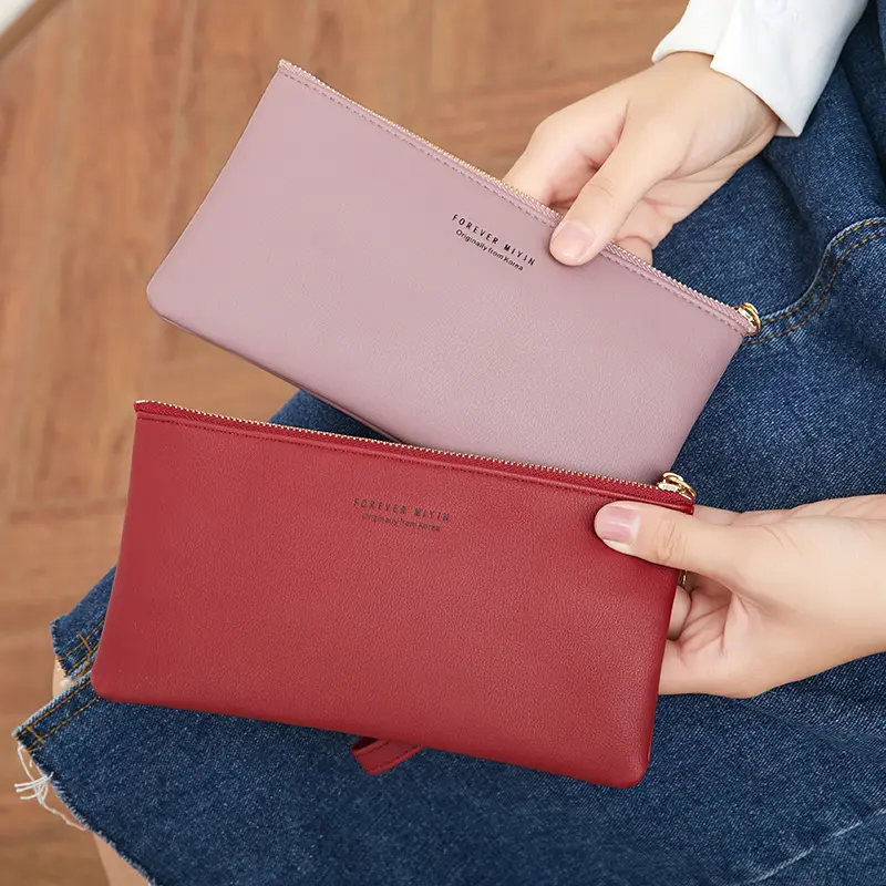 Letter Detail Wallet, Women's Fashion Touch Screen Phone Bag Faux Leather Coin Purse With Wristlet