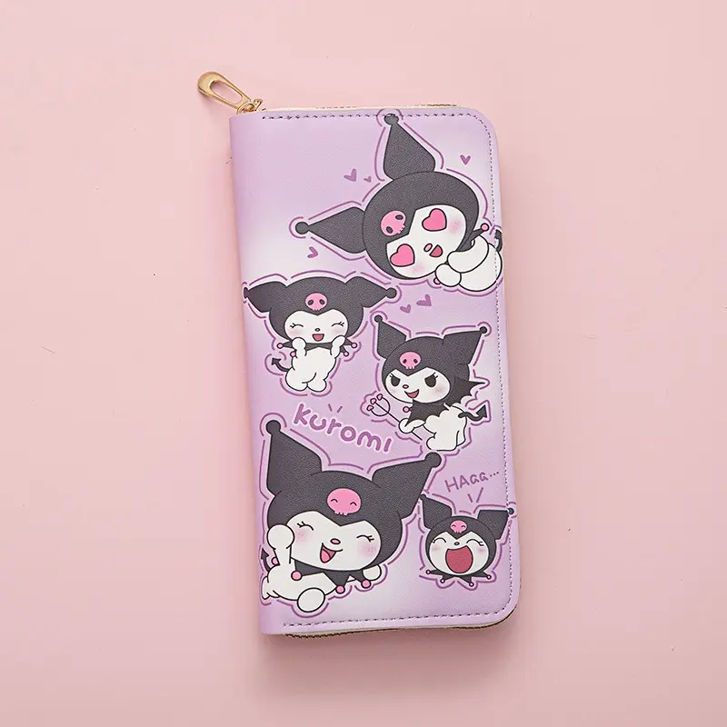 Sanrio Kuromi Long Wallet Female Student Cartoon Kuromi Fresh Large-capacity Mobile Phone Wallet Zipper Card Bag Clutch Bag New