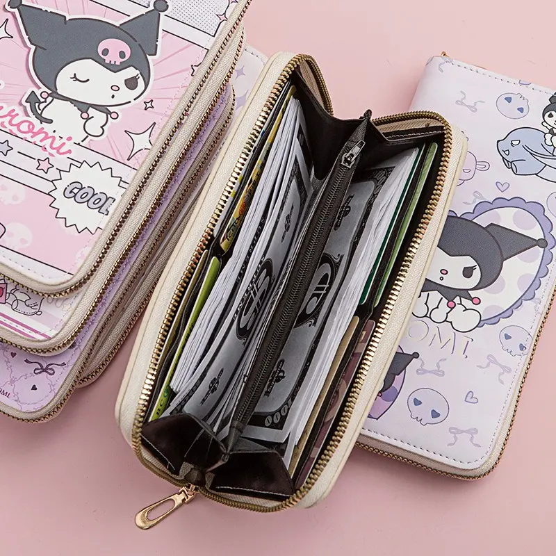 Sanrio Kuromi Long Wallet Female Student Cartoon Kuromi Fresh Large-capacity Mobile Phone Wallet Zipper Card Bag Clutch Bag New