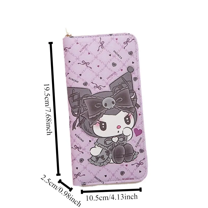 Sanrio Kuromi Long Wallet Female Student Cartoon Kuromi Fresh Large-capacity Mobile Phone Wallet Zipper Card Bag Clutch Bag New