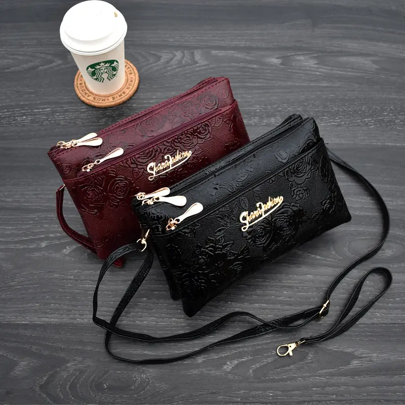 women's wallet Four zipper long clutch bag 3D knurling Retro leather Purse sac femme portfel damski wristlet kadın phone wallet