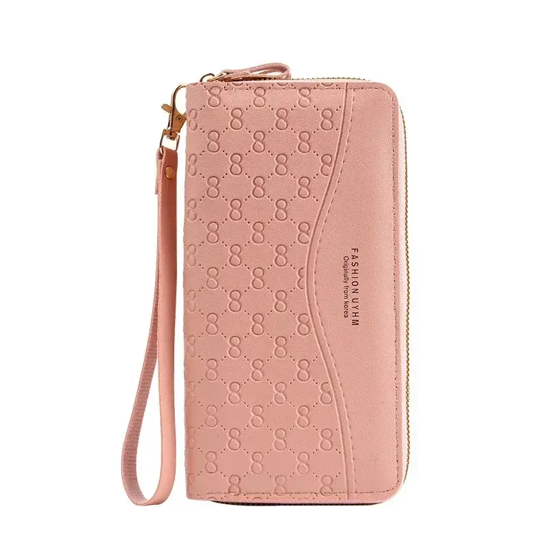 Women Long Wallets with Zipper Luxury Brand Designer Black Pink Women's Money Coin Card Holder Female Purses for Women