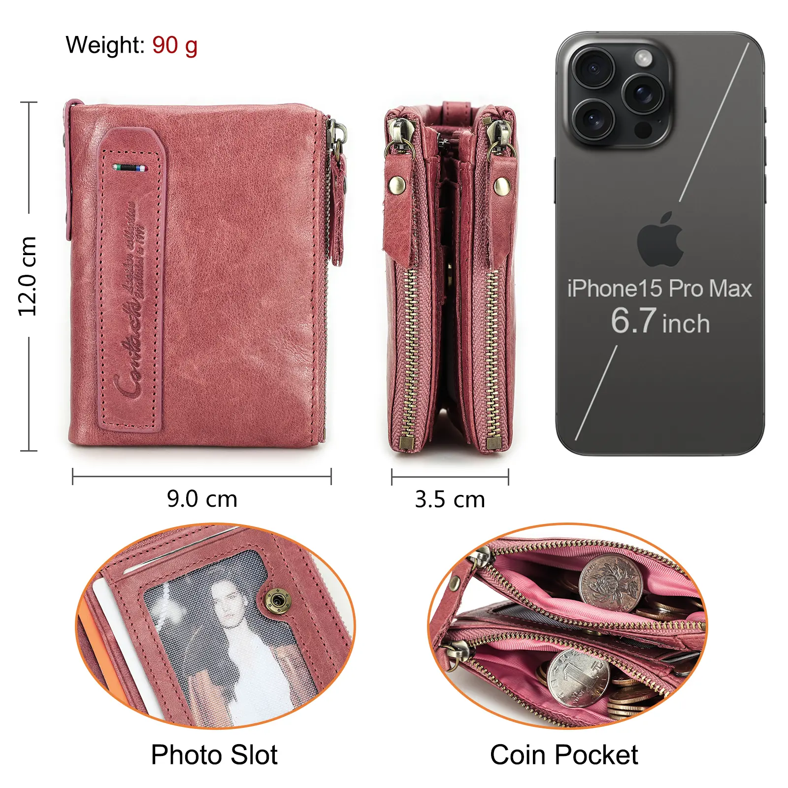 CONTACT'S Genuine  Leather Short Wallets for Women Luxury Designer Card Holder Coin Purse Money Clip Mini Wallet Female Bag Men