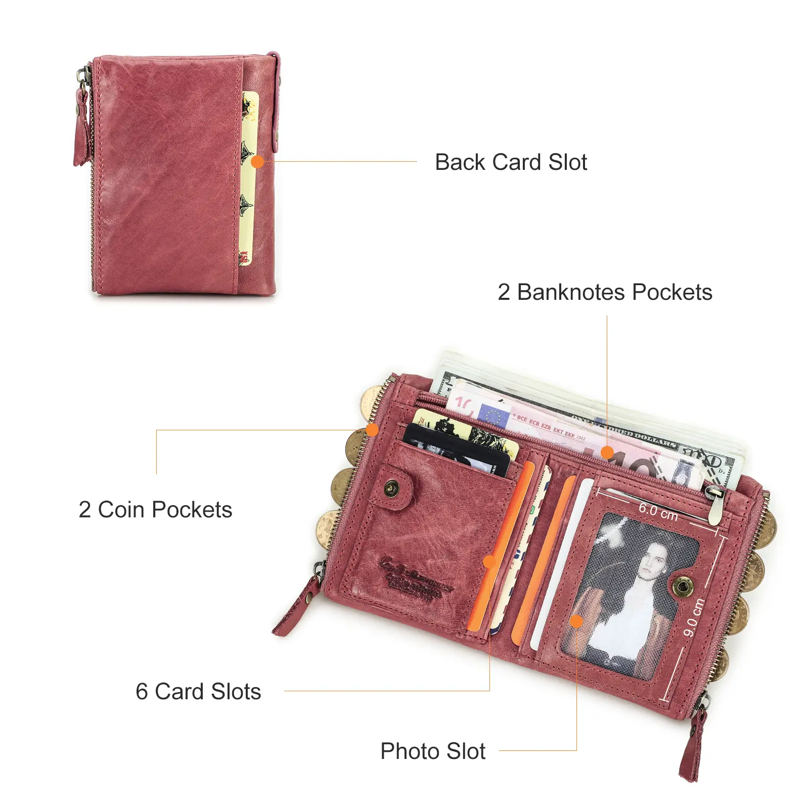 CONTACT'S Genuine  Leather Short Wallets for Women Luxury Designer Card Holder Coin Purse Money Clip Mini Wallet Female Bag Men