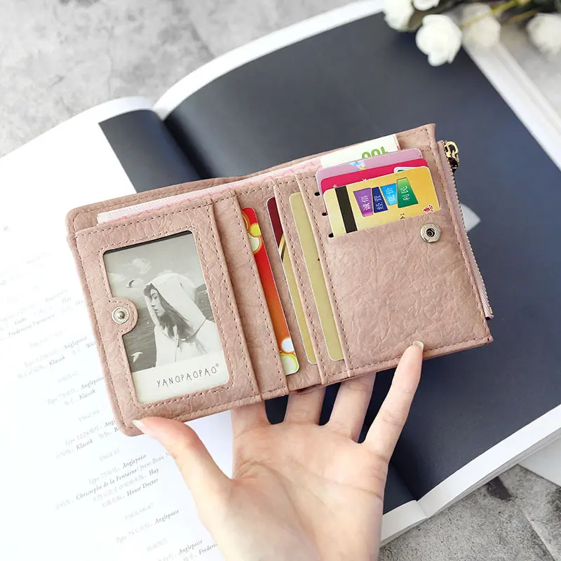 Retro Buckle Crop Wallet Female Fashion Ladies Multifunction ID Holder High Quality Zipper Card Holders Wallet Coin Purse