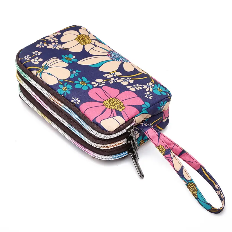 Thickened Three-layer Long Zipper Pocket Purse Women's Handbag Wrist Mobile Phone Bag Cute Washable Cloth Clutch Bag