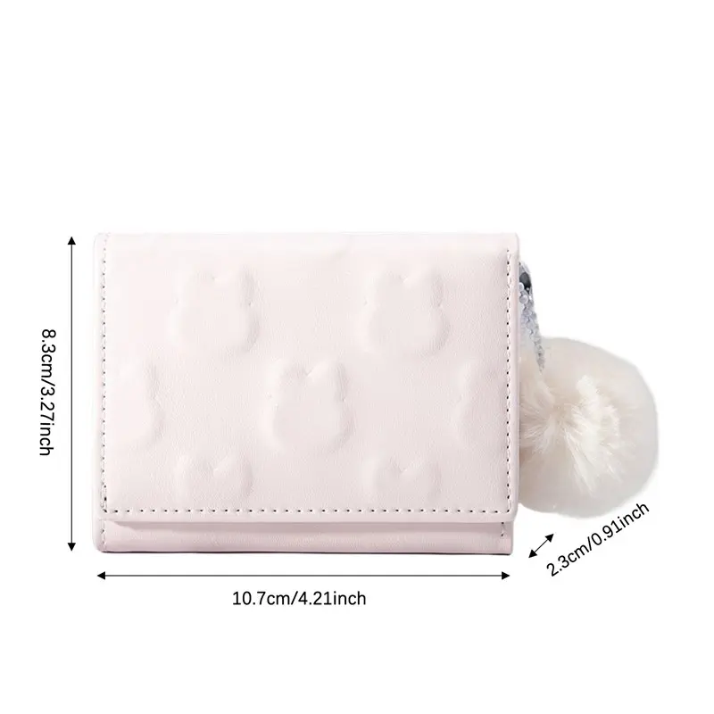 Cartoon Small Wallet Cute Korean Short Wallet Women's Solid Color Cute Rabbit Pattern Simple Multi Card Bag Zero Wallet