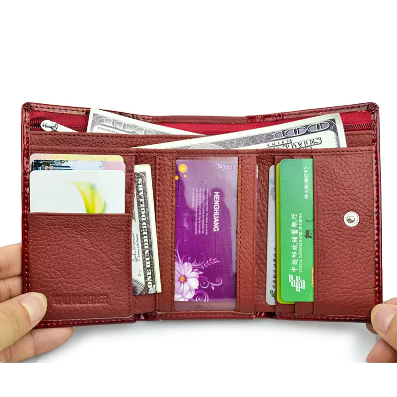 HH Women's Wallet and Purse Genuine Leather Lady's Wallets Small Short  Clutch Coin Purse Luxury Female Luxury Purses