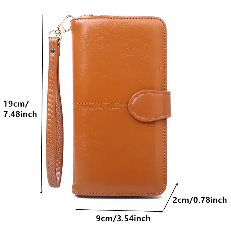 long Zipper Clutch Purse, PU Leather women Wristlet Wallet, Casual Portable Practical Card Holder