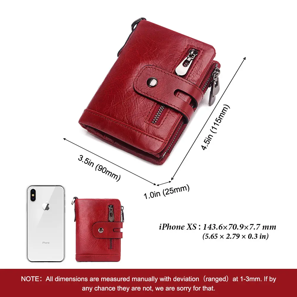 Fashion Women Wallet Genuine Leather Female Clutch  Wallets Hasp Double Zipper Design Short Coin Pocket ID Card Holder Purse