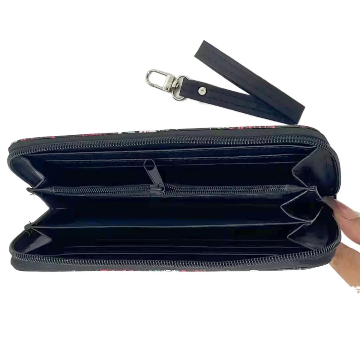 Retro skull boy and girl wallet long zipper printed pu wallet