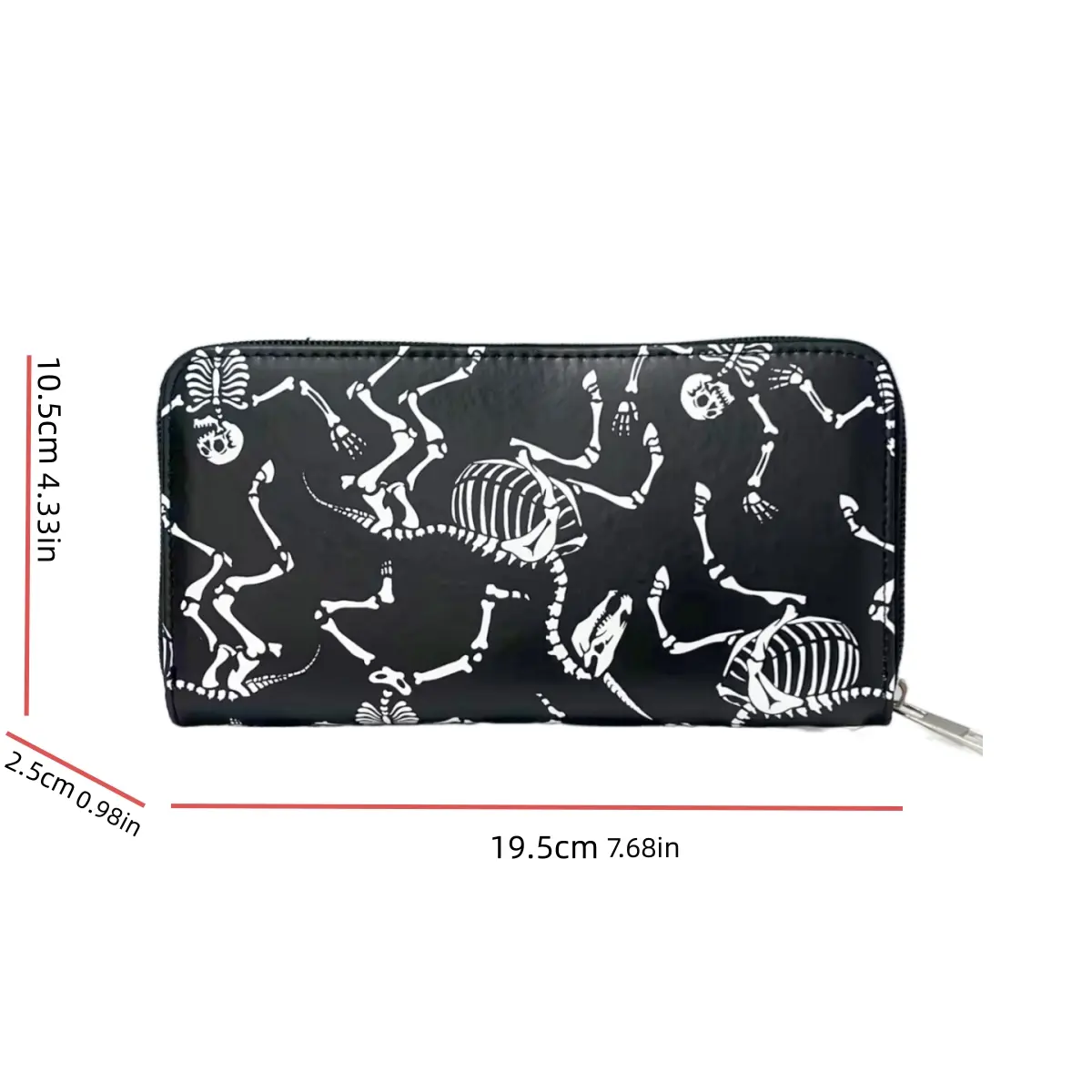 Retro skull boy and girl wallet long zipper printed pu wallet