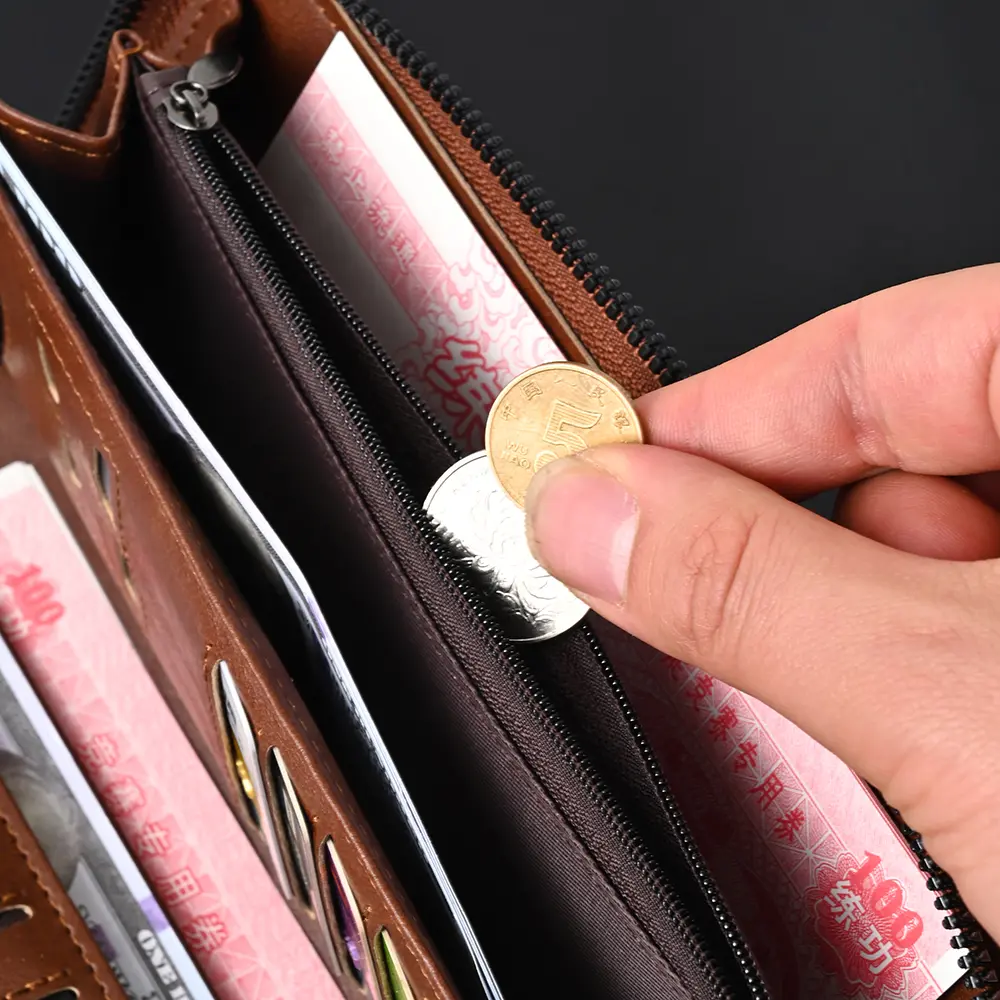 Men's Long Wallet Zipper PU Leather RFID Wallets for men and women Clutch Bag Multifunction Credit Card Holder Purse Man
