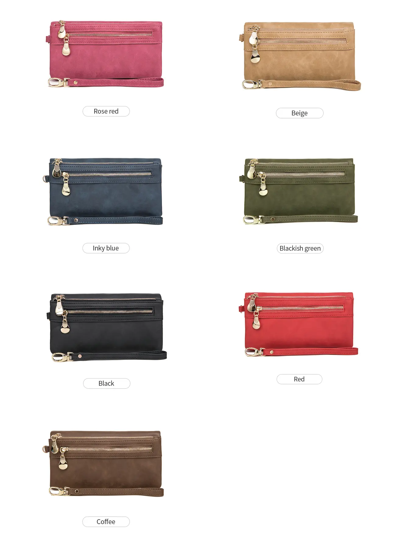 Retro Fashion Women's Long Wallet Large Capacity Double Fold Multi Card Slot Wallet Multi functional Double Zipper Handbag