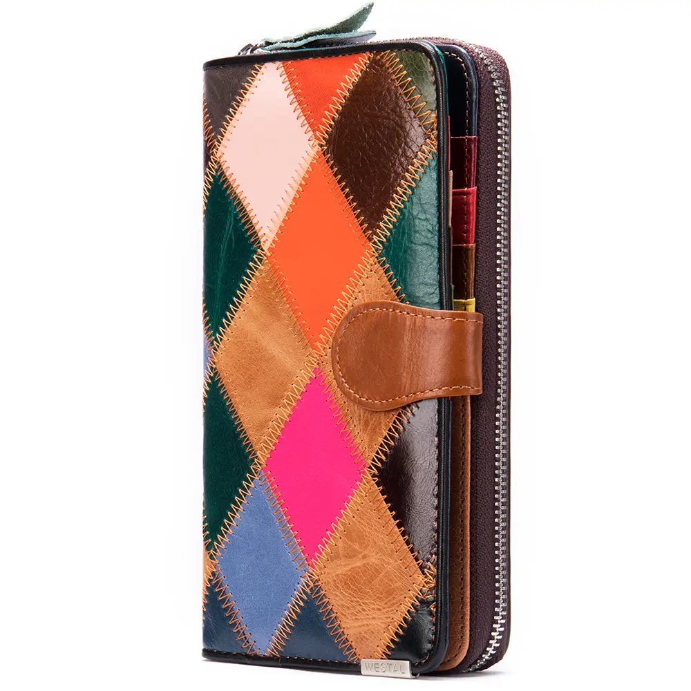 WESTAL Colorful Wallet for Phone Women's Wallet with Coin Pockets Leather Purse Female  Ladies Wallets Long Money Bags 3017