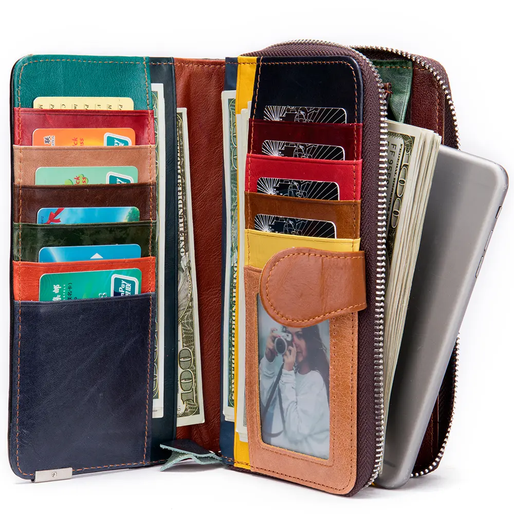 WESTAL Colorful Wallet for Phone Women's Wallet with Coin Pockets Leather Purse Female  Ladies Wallets Long Money Bags 3017