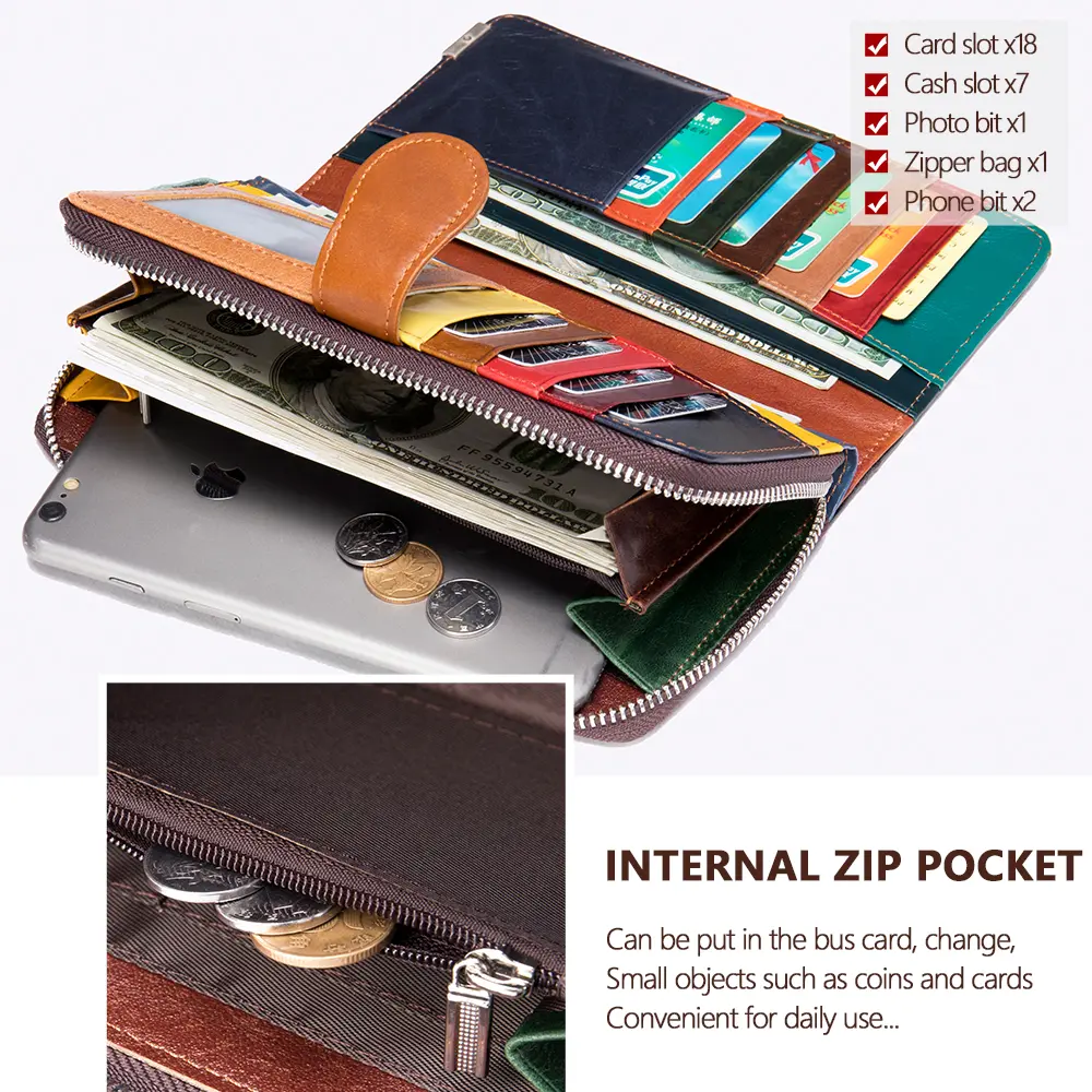 WESTAL Colorful Wallet for Phone Women's Wallet with Coin Pockets Leather Purse Female  Ladies Wallets Long Money Bags 3017