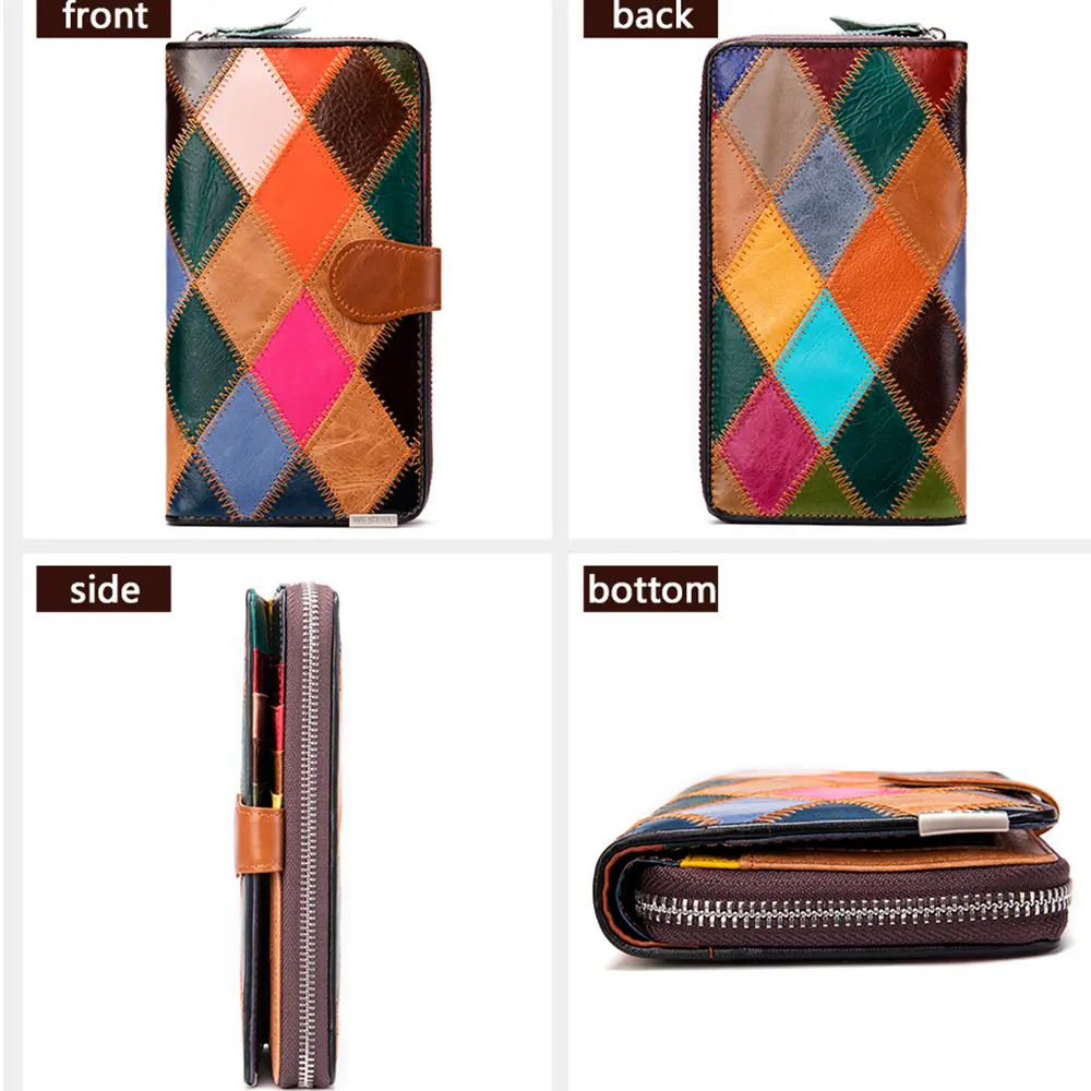 WESTAL Colorful Wallet for Phone Women's Wallet with Coin Pockets Leather Purse Female  Ladies Wallets Long Money Bags 3017