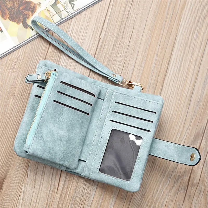 Women Folding Short Wallet Ladies Quality Pu Leather Wallet Simple Short Coin Purse Cute Solid Color Card Holder For Female