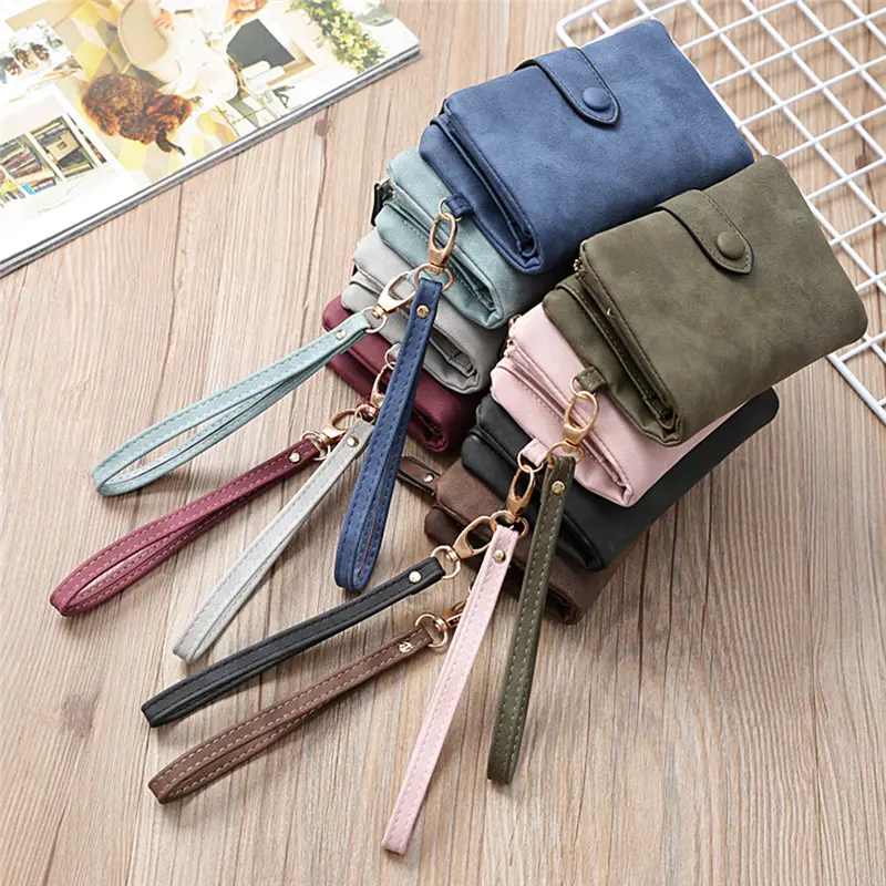 Women Folding Short Wallet Ladies Quality Pu Leather Wallet Simple Short Coin Purse Cute Solid Color Card Holder For Female