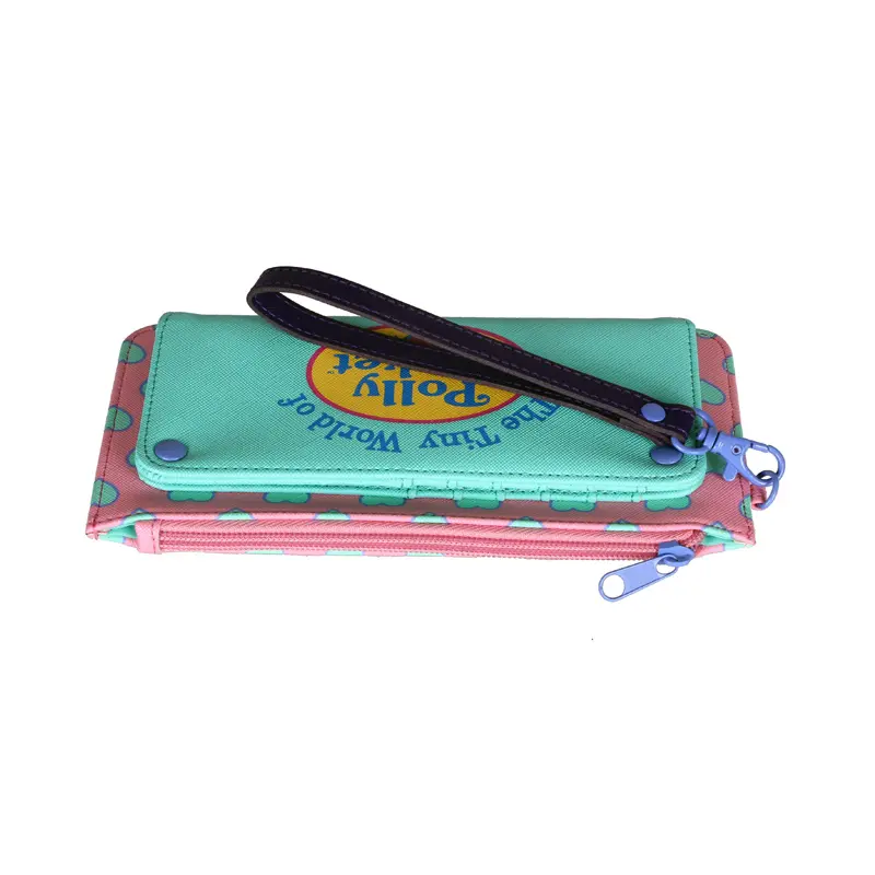 Kawaii Fold Long Wallet Women's Cute Card Holder Cartoon Pattern Coin Purse With Zipper Pocket
