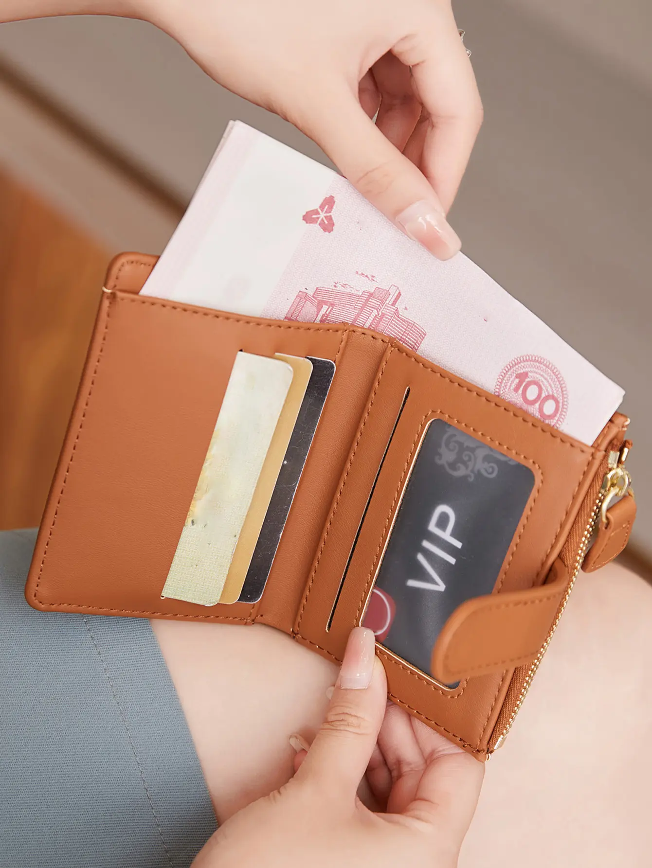 Women's wallet simple small zipper bifold wallet multifunctional credit card holder high quality pu leather clutch coin purse