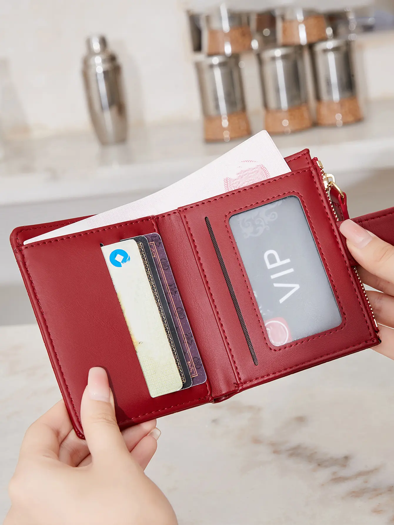 Women's wallet simple small zipper bifold wallet multifunctional credit card holder high quality pu leather clutch coin purse