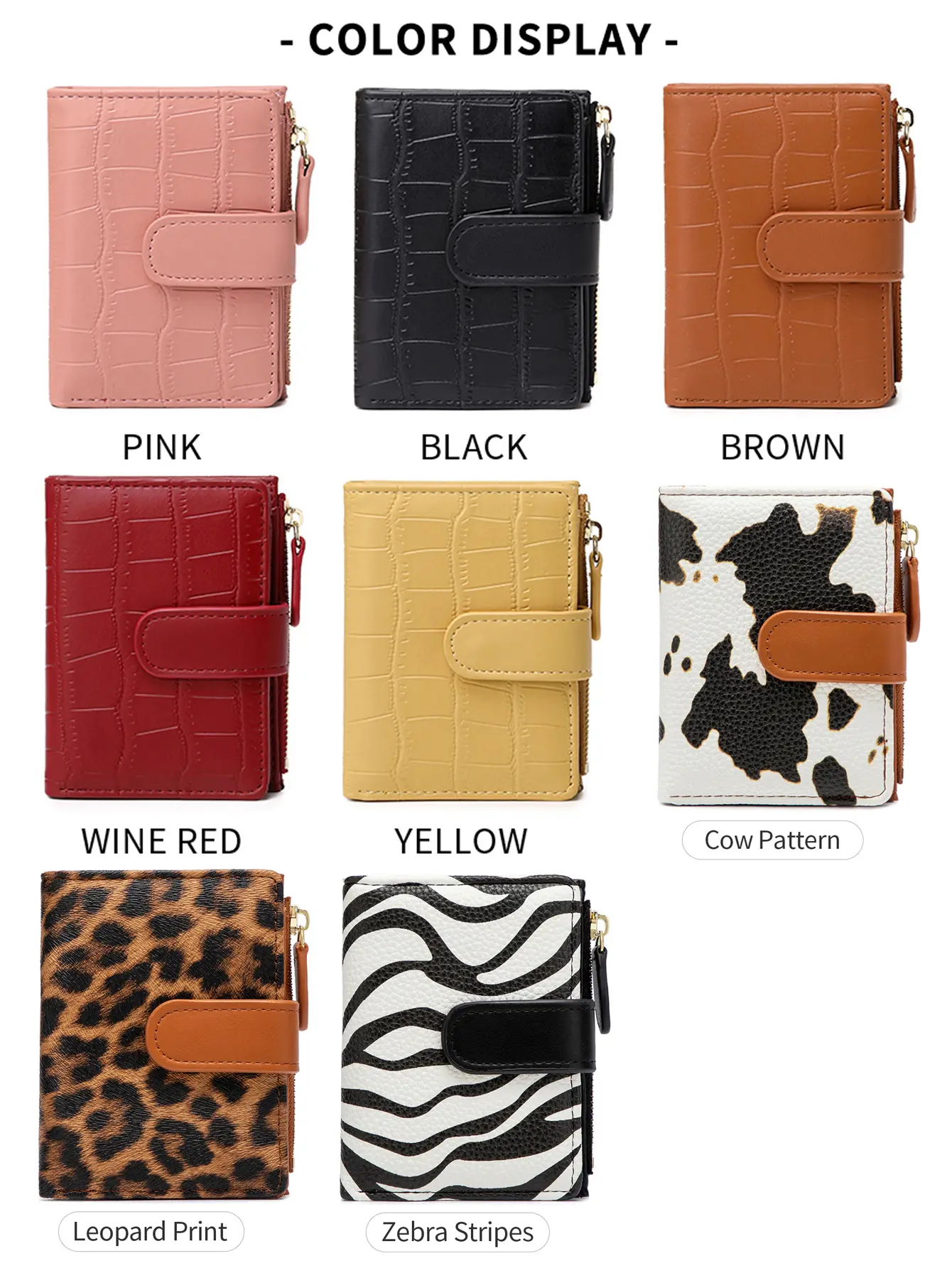 Women's wallet simple small zipper bifold wallet multifunctional credit card holder high quality pu leather clutch coin purse