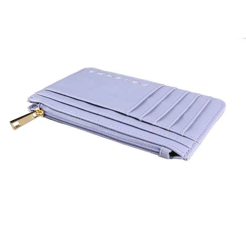 Slim & Stylish Women's Light Purple PU Coin Purse with Golden-Tone Accent - Ultra-Thin Wallet