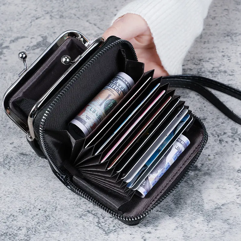 New wallet women fashion wrist strap short coin purse large capacity coin clip bag multi-card card bag wallet