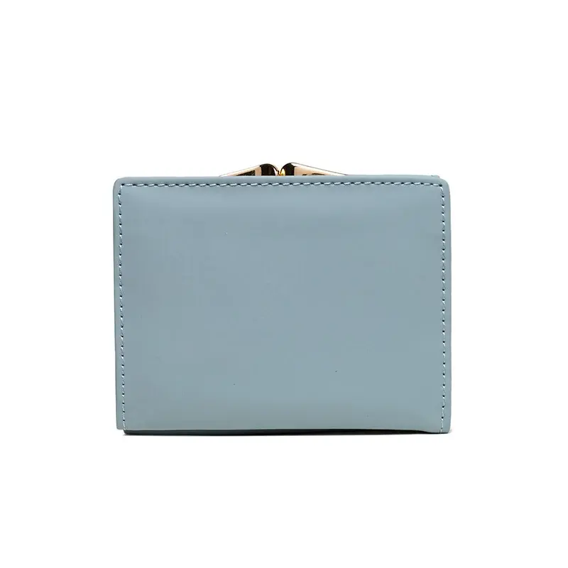 2025Women's summer new women's short wallet Japan and South Korea PU leather hardware buckle three fold bag high texture multi-c