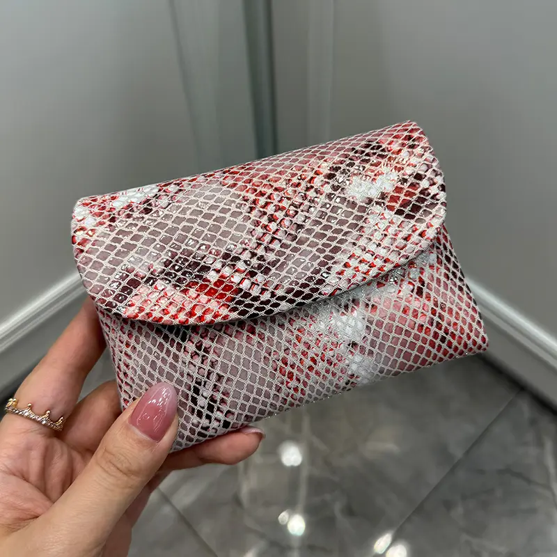 Multi-color Snake Pattern Cow Leather Women's Short Wallet Trendy Multi-functional Ladies Clutch Purse ID Card Holder Money Bag