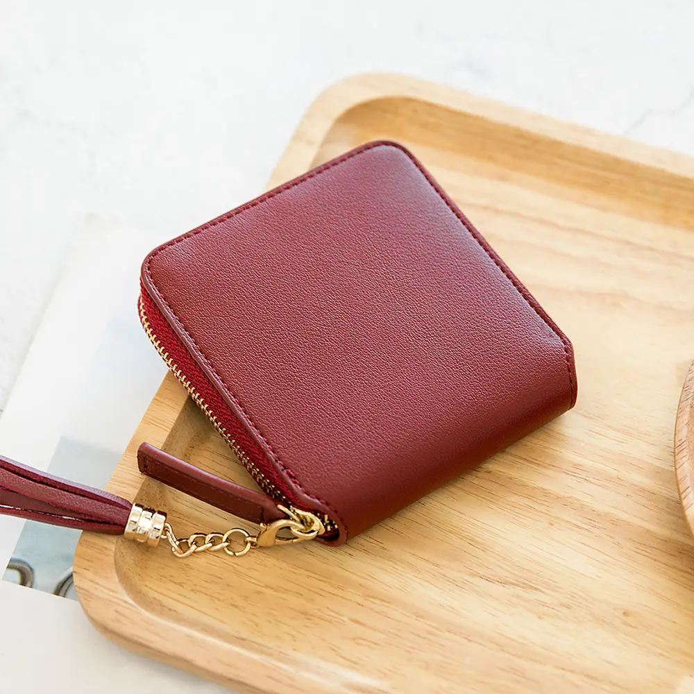 Women's Fringe Square Zipper Purse, Short Money Clip, All Simple Card Bag, Multi-functional Fashion Purse, New, 2024