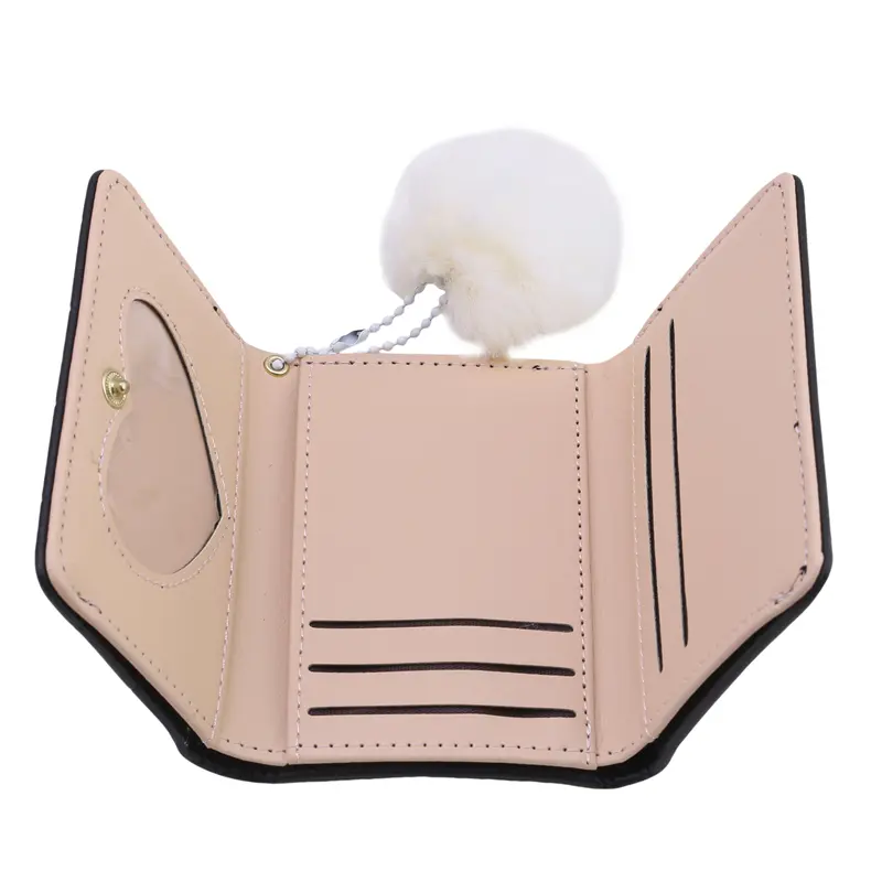 Rabbit Pattern Short Wallet, Solid Color Sweet Trifold Coin Purse, Classic Credit Card Holder High appearance level